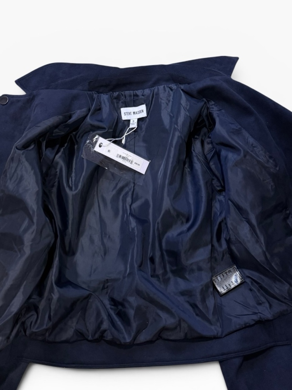Steve Madden NWT "Not Your Baby" Faux Suede Moto Jacket - Midnight - Small - Picture 8 of 13